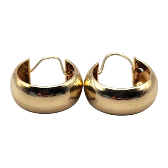 14 Karat Yellow Gold Wide Hoop Earrings #20448 - Picture 2 of 7